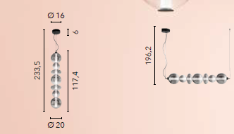 Sospensione LED KEMET in metallo con diffusori in vetro fumè - FT-FeelThe