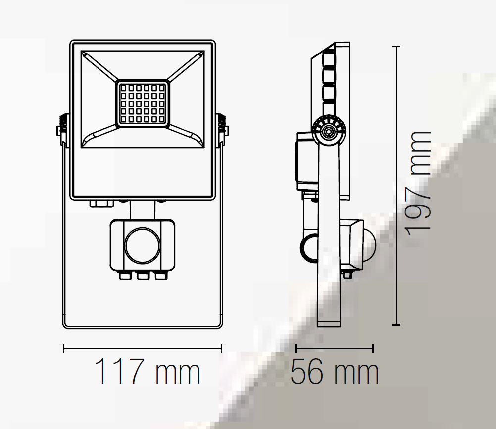 Proiettore LED AXEL sensor in alluminio argento con sensore di movimento CCT IP65 - FT-FeelThe