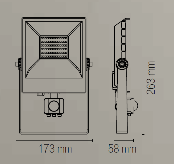 Proiettore LED AXEL sensor in alluminio argento con sensore di movimento CCT IP65 - FT-FeelThe