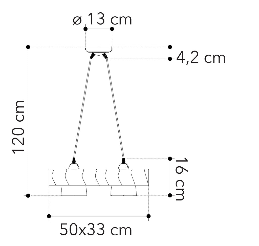 Lampadario a sospensione ZEBRATA in vetro con struttura cromata (2XE27) - FT-FeelThe