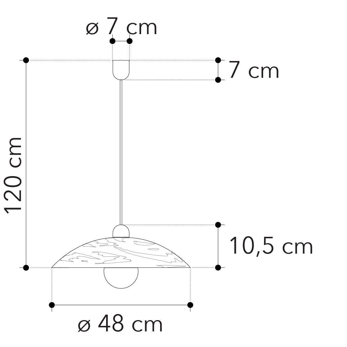 Lampadario a sospensione ALABASTRO in vetro curvato e pendel in plastica - FT-FeelThe