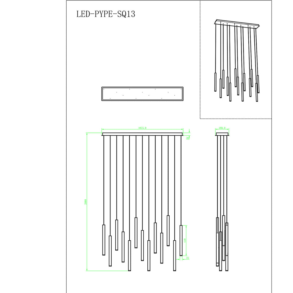 Sospensione LED PYPE con struttura tubolare lineare e interruttore CCT per la personalizzazione della temperatura colore - FT-FeelThe