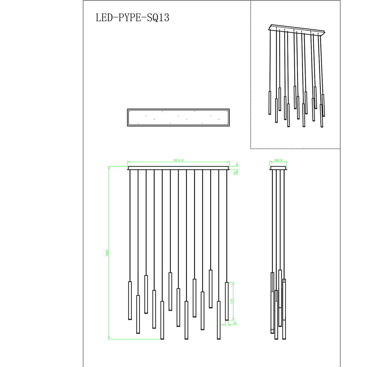 Sospensione LED PYPE con struttura tubolare lineare e interruttore CCT per la personalizzazione della temperatura colore - FT-FeelThe