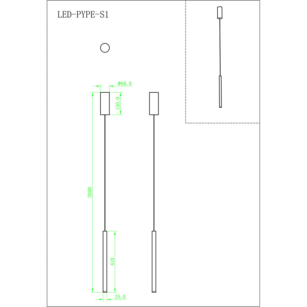 Sospensione tubolare singola LED PYPE, con interruttore CCT per la personalizzazione della temperatura colore - FT-FeelThe