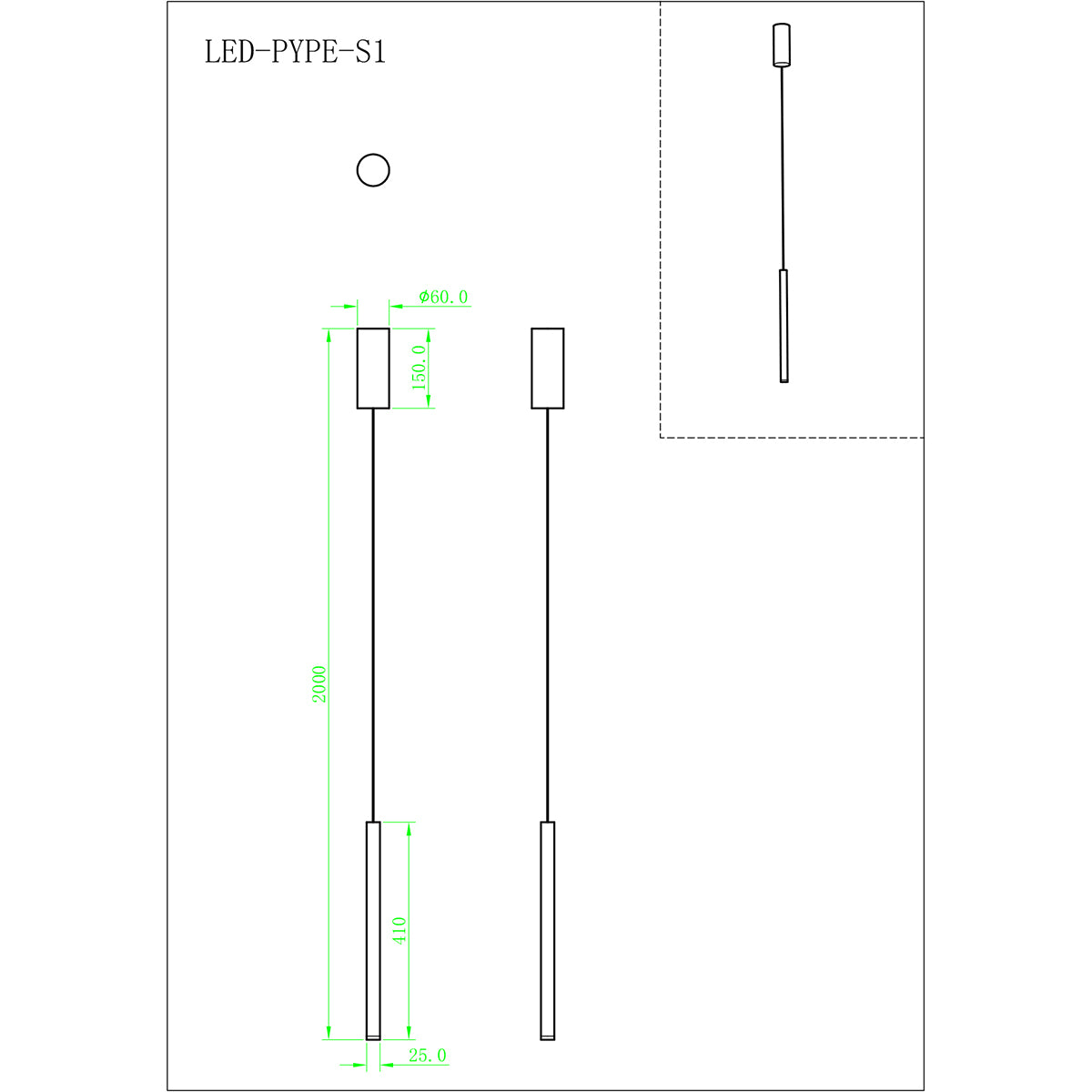 Sospensione tubolare singola LED PYPE, con interruttore CCT per la personalizzazione della temperatura colore - FT-FeelThe
