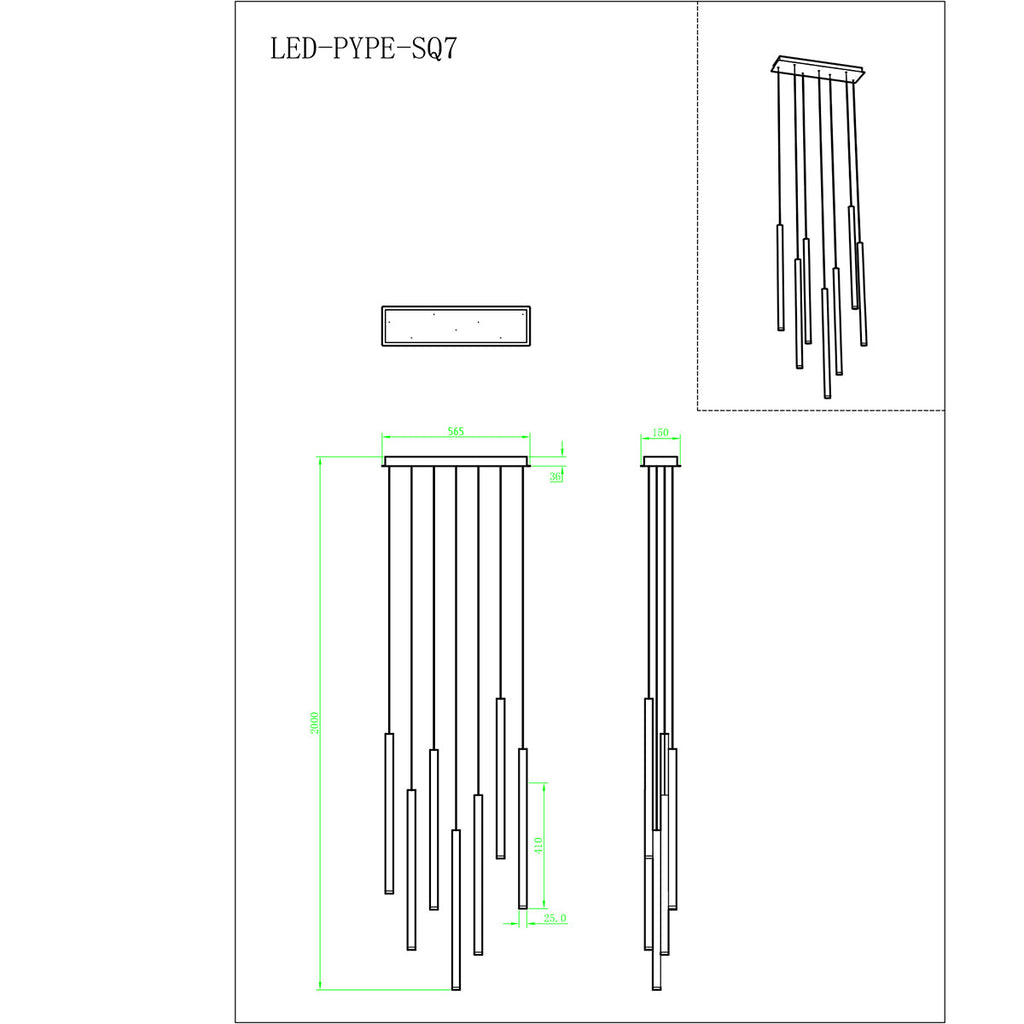Sospensione LED PYPE con struttura tubolare lineare e interruttore CCT per la personalizzazione della temperatura colore - FT-FeelThe