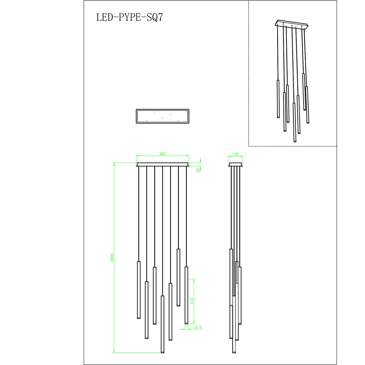 Sospensione LED PYPE con struttura tubolare lineare e interruttore CCT per la personalizzazione della temperatura colore - FT-FeelThe