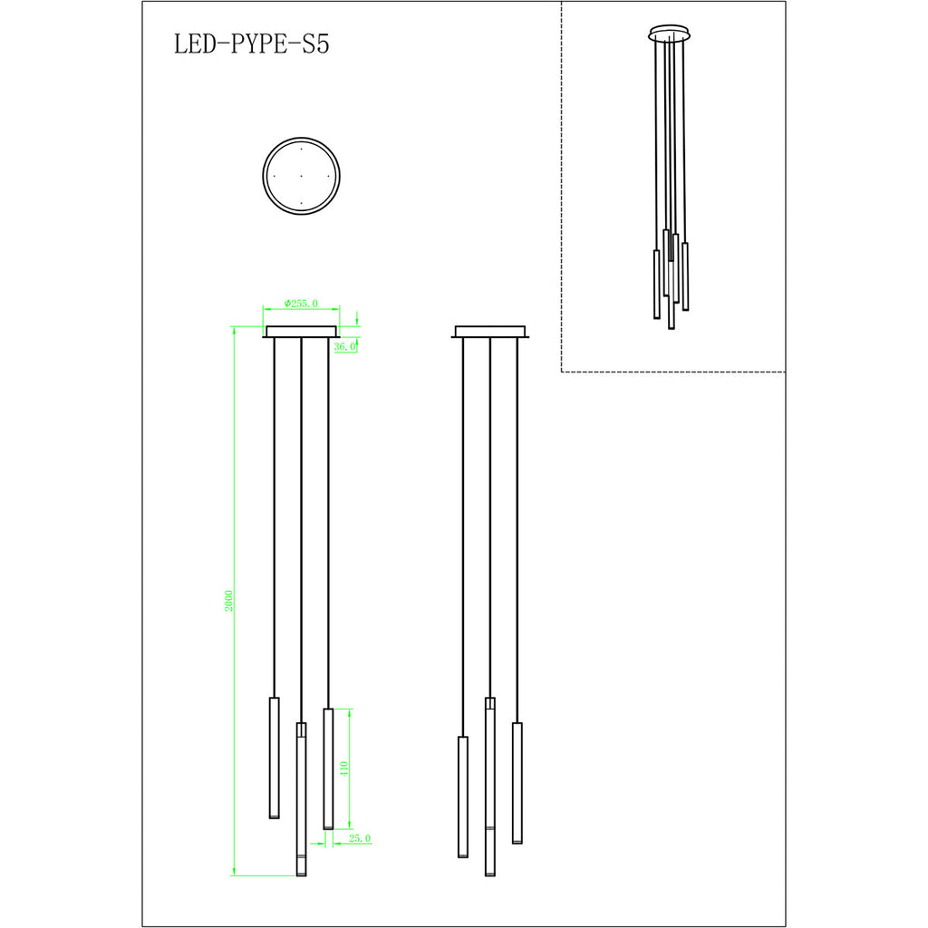 Sospensione LED PYPE con interruttore CCT per la personalizzazione della temperatura colore - FT-FeelThe