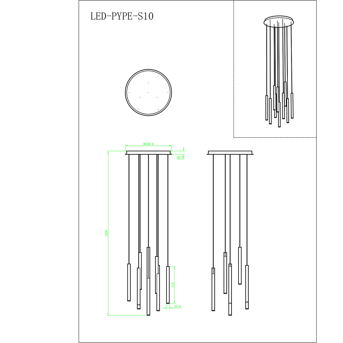 Sospensione LED PYPE con interruttore CCT per la personalizzazione della temperatura colore - FT-FeelThe