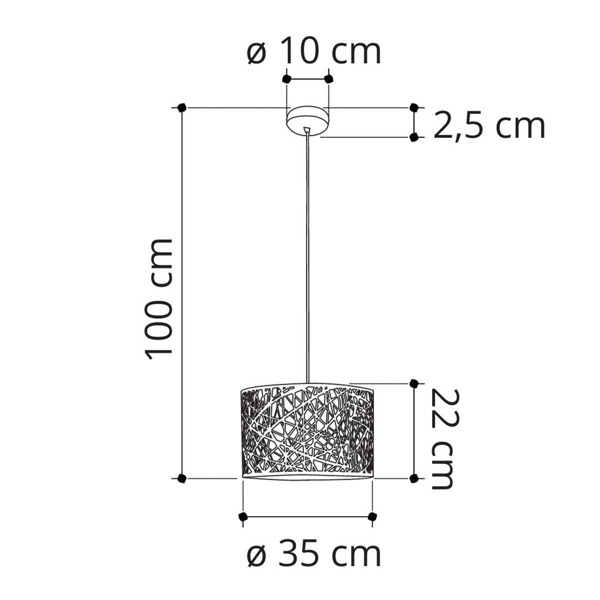 Lampadario a sospensione BATIK in acciaio bianco con decoro a taglio laser (1XE27) - FT-FeelThe