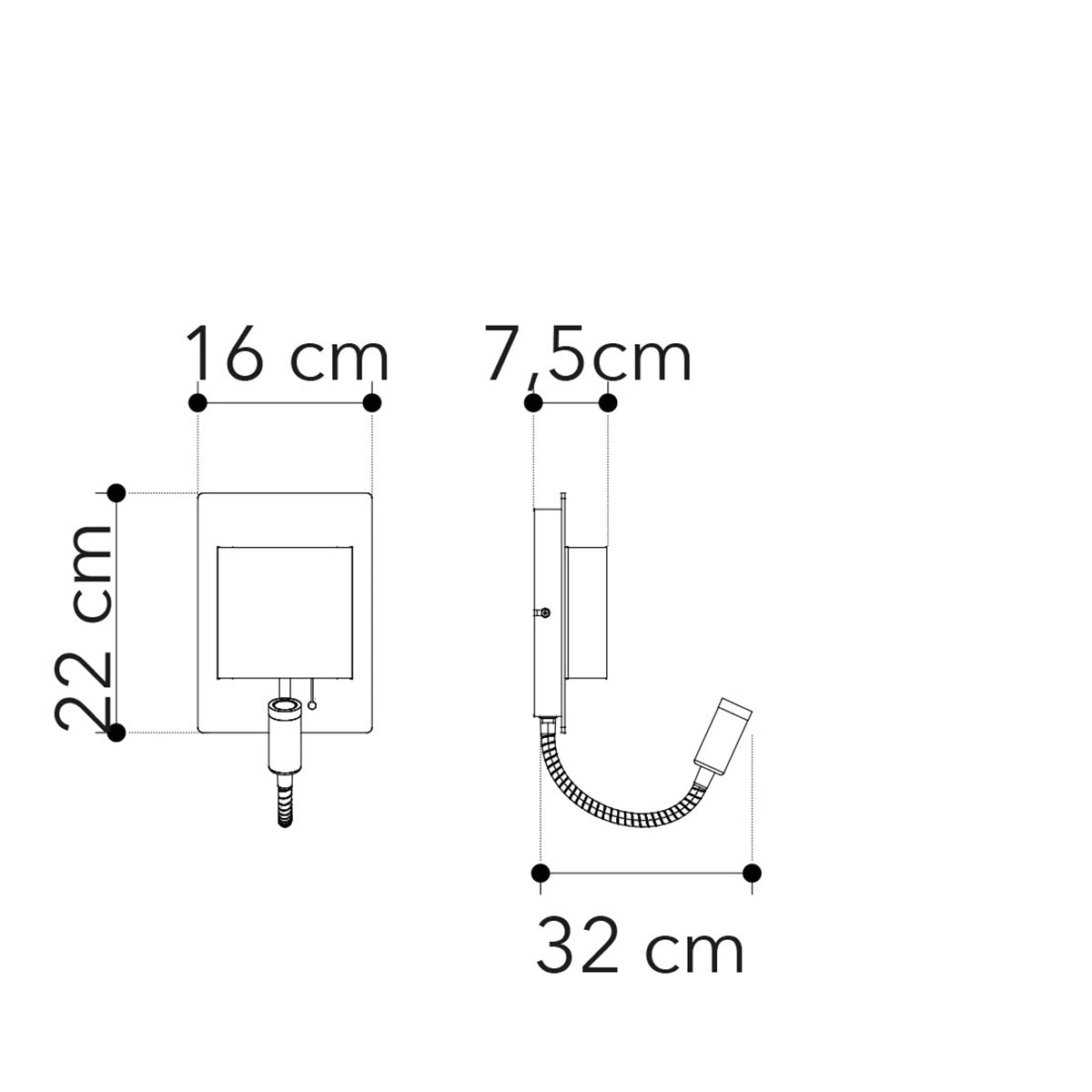 Applique LED POP in metallo e paralume in tessuto con luce da lettura orientabile - FT-FeelThe