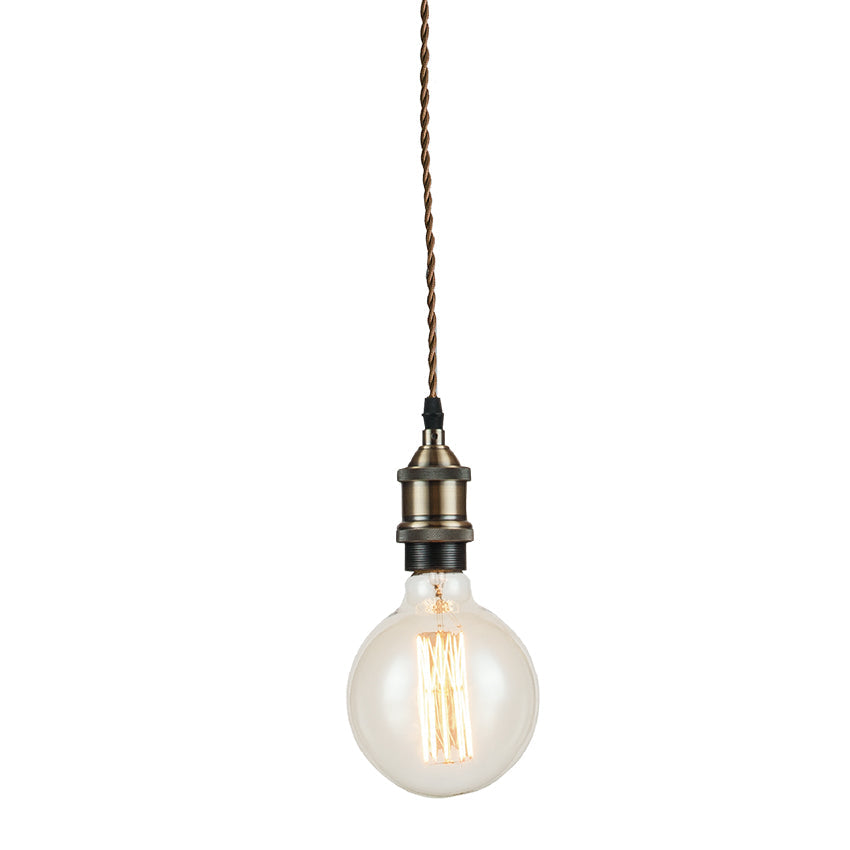 Sospensione cavo VINTAGE in tessuto con portalampada in alluminio (1xE27) - FT-FeelThe
