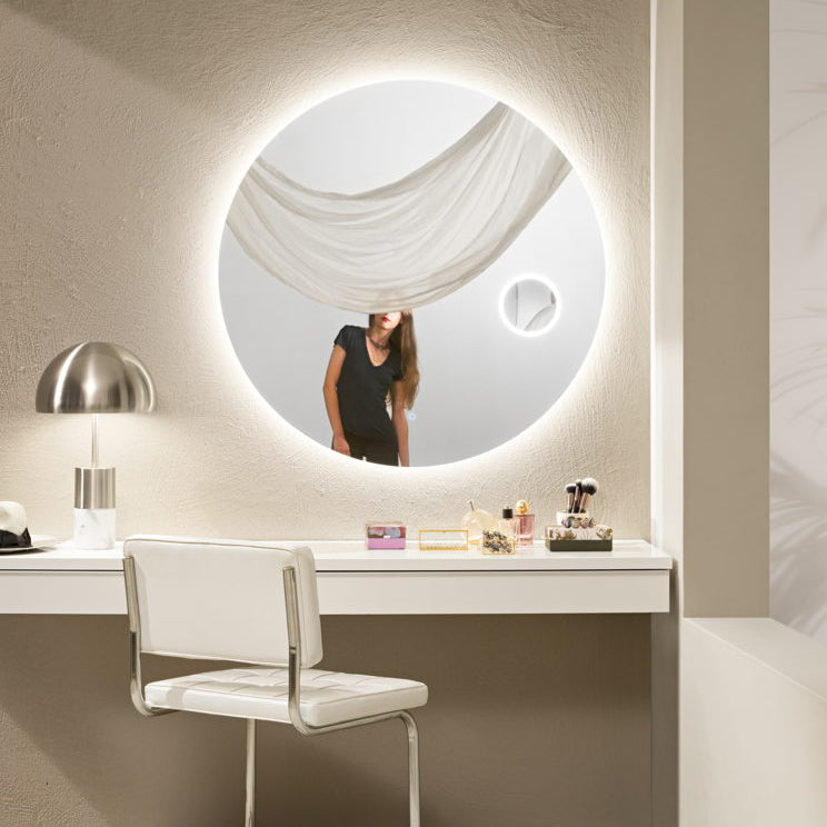 Specchio FOCUS tondo con illuminazione a LED, Lente d'ingrandimento 3x, CCT 3 temperature, Touch dimming, 100 cm