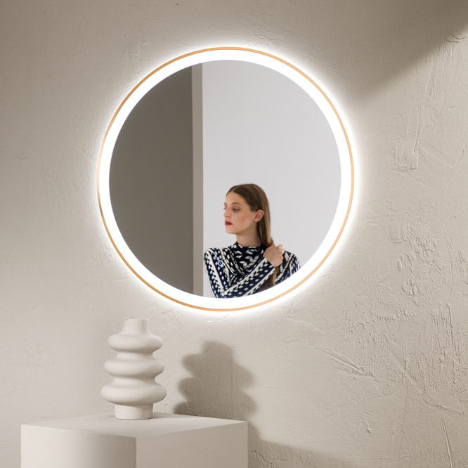 Specchio ORONERO tondo con illuminazione a LED, CCT, pulsante touch, pellicola antideflagrante