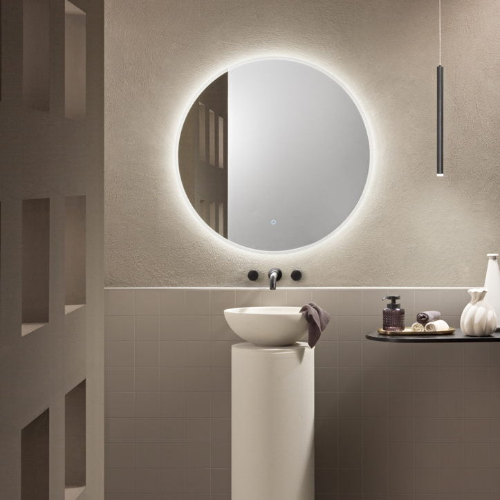 Specchio MIRAGRAM con illuminazione a LED, tondo, CCT 3 temperature, pulsante touch dimming
