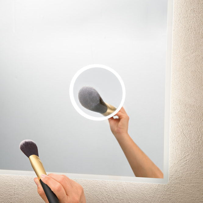 Specchio ZOOM con illuminazione a LED, rettangolare con angoli smussati, lente d'ingrandimento 3X, CCT 3 temperature, touch dimming